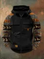 Sudadera con capucha táctica vintage para hombre con mangas étnicas y múltiples bolsillos. - 3XL / Tops / Negro Vintage