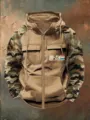 Felpa con cappuccio zip camouflage vintage da uomo felpa tattica con tasche multiple home - Taglia S / Top / Marrone Patchwork Camo (23)