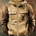 Felpa con cappuccio uomo vintage mimetica con zip tattica tasche multiple inverno top - Taglia S / Top / Mimetico Cervo della Foresta