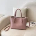 Bolso tote de cuero PU rosa, elegante bolso de hombro para mujer con asa y correa. - Rosa Sin Colgante