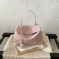 Bolso de mano de ante rosa para mujer, elegante bolso con correa y doble cierre. - Rosa Sin Colgante