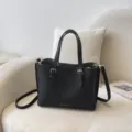 Bolso tote negro de gran capacidad estilo coreano, bolso de hombro muy versátil. - Negro sin Colgante
