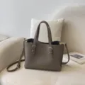 Bolso tote de gran capacidad estilo coreano para mujer bolso bandolera simple y versátil. - Gris Sin Colgante