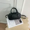 Bolso de mano tejido negro retro pequeño bolso cruzado de hombro mujer diario - Negro