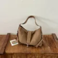 Vintage Textur Damen Achseltasche minimalistische Umhängetasche lässige Alltagstasche - Khaki (Ohne Anhänger)