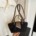 Bolso Bandolera de Ante Retro Negro Marron Bolso de Hombro para Mujer Casual - Sin colgante / Negro