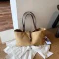 Bolso de hombro de lona de gran capacidad vintage para mujer, bolso casual diario. - Sin colgante / Caqui