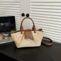 Bolso tote ante retro mujer vintage casual minimalista bandolera marrón beige - Sin colgante / Caqui