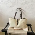 Bolso de lona retro para hombro, gran capacidad bolso de mujer, diseño minimalista versátil. - Sin colgante / Beige