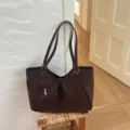 Mujer marron gran capacidad bolso tote simple solo hombro bolso de cercanias estilo - Sin colgante / Marrón Rojo