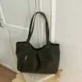 Bolso tote grande de color verde oscuro para mujer, elegante bolso de hombro casual diario. - Sin colgante / Verde