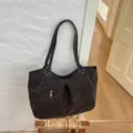 Bolso shopper oscuro grande casual elegante y minimalista para mujer otoño invierno chic - Sin colgante / Café Oscuro
