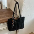 Black hobo shoulder bag casual large capacity tote purse daily commuter handbag for women. - With Pendant / Black
