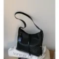 Bolso de hombro tejido negro para mujer retro bolso de axila elegante bolso vintage - Negro