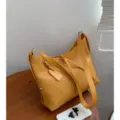 Elegante bolso de hombro tejido amarillo para mujer, diseño retro hobo cubo, bolso diario. - Amarillo