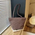 Vintage bloemenprint schoudertas grote capaciteit bruine handtas shopper stijl tas - Stijl Zonder Hanger / koffiekleur