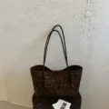 Bolso tote de ante con estampado de leopardo retro, gran bolso de hombro elegante SKU - Leopardo Negro Verde