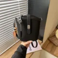 Bolso cubo mate minimalista mujer bolso de hombro cruzado elegante casual cartera - Negro
