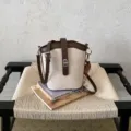 Bolso cubo mujer texturizado minimalista francés elegante bandolera retro pequeño - Blanco Roto