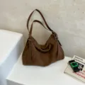 Automne hiver grande capacité femmes daim sac bandoulière minimaliste hobo fourre-tout tendance - Marron
