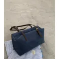 Gran capacidad bolso de hombro vintage para mujer casual azul oscuro almohada con correas - Azul Francés