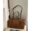 Bolso de hombro vintage marrón de ante para mujer, bolso tipo almohada casual para uso diario. - Castaño Té