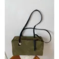 Retro olive green shoulder pillow bag, casual versatile underarm handbag for women. - Moss Green