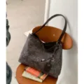 Bolso de hombro con estampado de leopardo vintage para mujer, bolso tote grande y elegante. - Gris