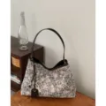 Bolso de hombro vintage con estampado de leopardo para mujer, bolso hobo moda. - Blanco Roto