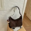 Autumn winter leopard print suede shoulder bag stylish underarm handbag for women. - Leopard Print with Charm