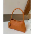 Bolso de hombro tejido elegante para mujer, bolso de axila de moda con detalle de nudo elegante. - Naranja