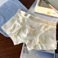 Comfortable men's modal boxer briefs, breathable antibacterial flat-angle underwear with stylish waistband. - L / Warm White