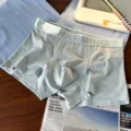 Comfortable men's modal boxer briefs in light green with elastic charming waistband. - Pale Blue