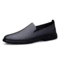 Men's breathable soft leather slip-on casual business driving shoes comfortable footwear - 38 / Black All-Season Style