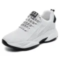 White breathable mesh men casual sports shoes thick bottom running sneakers for summer - 37 / 6cm Height Increasing / White