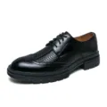 Men's Business Dress Shoes Brogue Lace-Up Casual Leather Shoes Comfortable Footwear - 38 / Style 2920 / Black