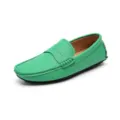 Men's green leather low-top casual driving loafers, comfortable slip-on shoes for autumn wear. - 38 / Fruit Green