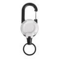 Vue détaillée du porte-clés mousqueton tactique rétractable avec câble en acier durable. - 125*40mm / Blanc