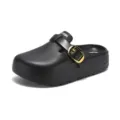 Women thick platform clogs casual slip on mules slide sandals stylish black footwear - 35 / Black