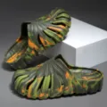 Comfortable thick sole breathable hollow out couple slippers outdoor beach casual clogs shoes - Women 35-36 / Camouflage Orange Green