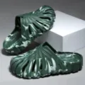 Summer thick sole monster leaf slippers, comfortable couple casual outdoor beach sandals, green. - Women 35-36 / Camouflage Deep Green