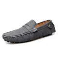 Men casual driving loafers comfortable slip-on gray moccasins flat shoes for men daily wear - 35 / Gray