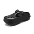 Black platform Mary Jane clogs, comfortable summer beach shoes with breathable holes and buckle. - 36 / Black