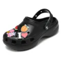 Black platform clogs women summer breathable beach shoes non-slip cute charms footwear - 36 / Black