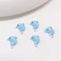 Resin dolphin nail art charms cute DIY phone case accessories small ocean animal decor - Blue Dolphin