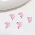 Pink dolphin resin charms, cute glitter DIY nail art cabochons, phone case accessories. - Pink Dolphin