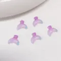 Resin whale tail nail art charms, purple glitter DIY phone case craft accessories set. - Fishtail Purple