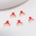 Resin mermaid tail DIY nail art charms, cute red yellow glitter phone case accessories 5pcs - Red Fish Tail