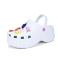 Women platform garden clogs thick sole beach sandals cute cartoon charms white summer - 35 / White