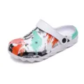 Kids colorful graffiti garden clogs casual soft sole beach shoes breathable summer sandals - 30 / White
